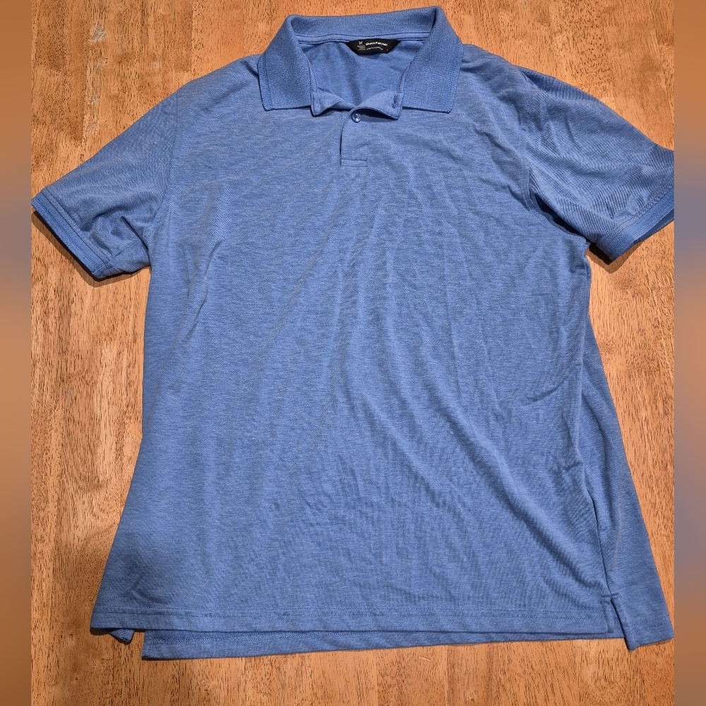EUC Member's Mark Blue Stretch Pique Polo Shirt Top